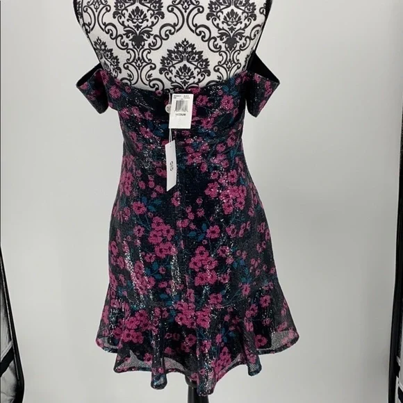 Wayf Janet Sequined Off-the-shoulder Mini Dress floral sparkly peekaboo cutout - Picture 11 of 14